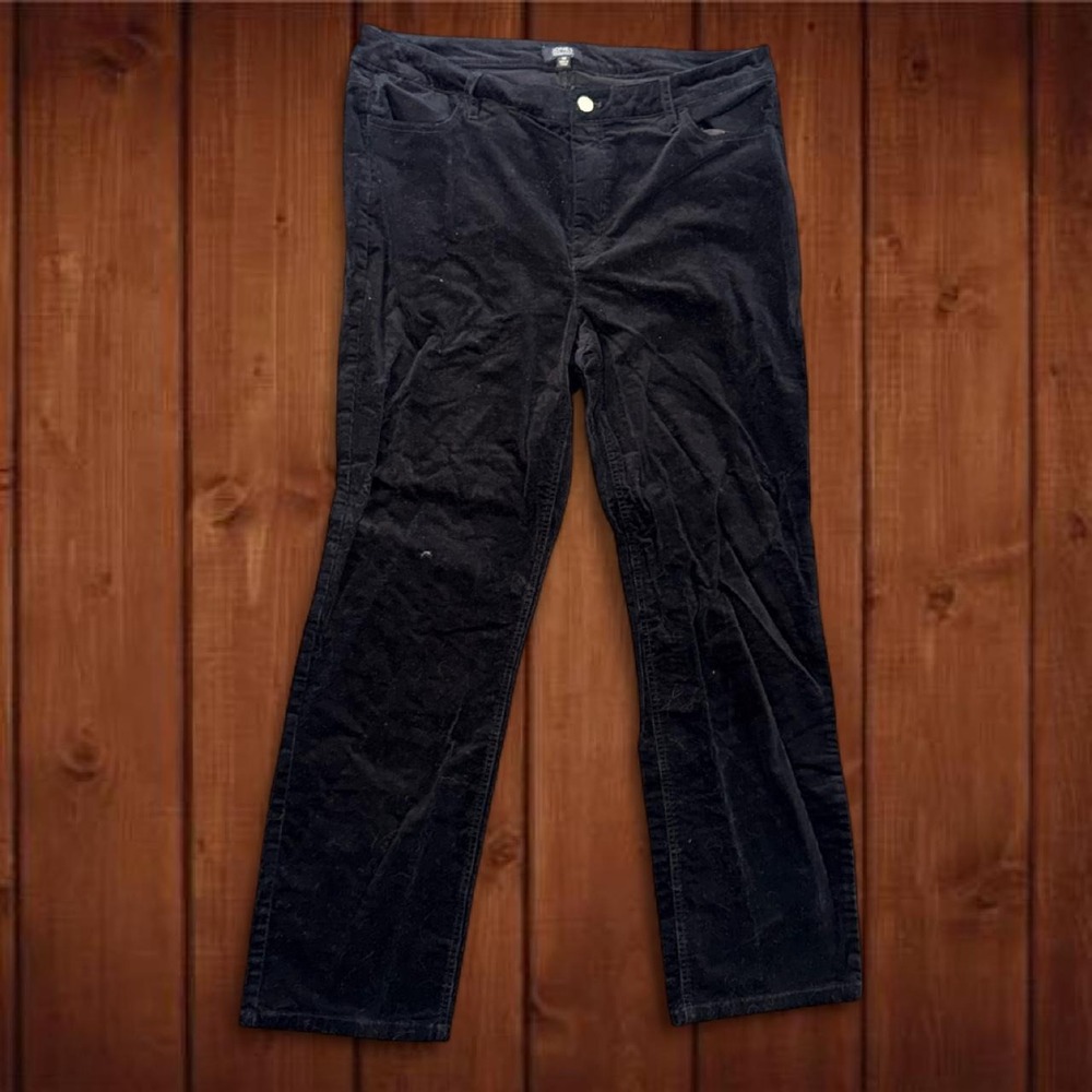 Jones New York Signature Black Corduroy Pants Size 14 Straight Leg Stretch
